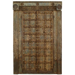 Pair Of Carved And Painted Indian Doors with Original Paint 6