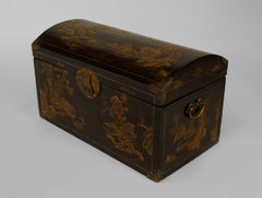 Chinese Black Lacquered Floor Trunk