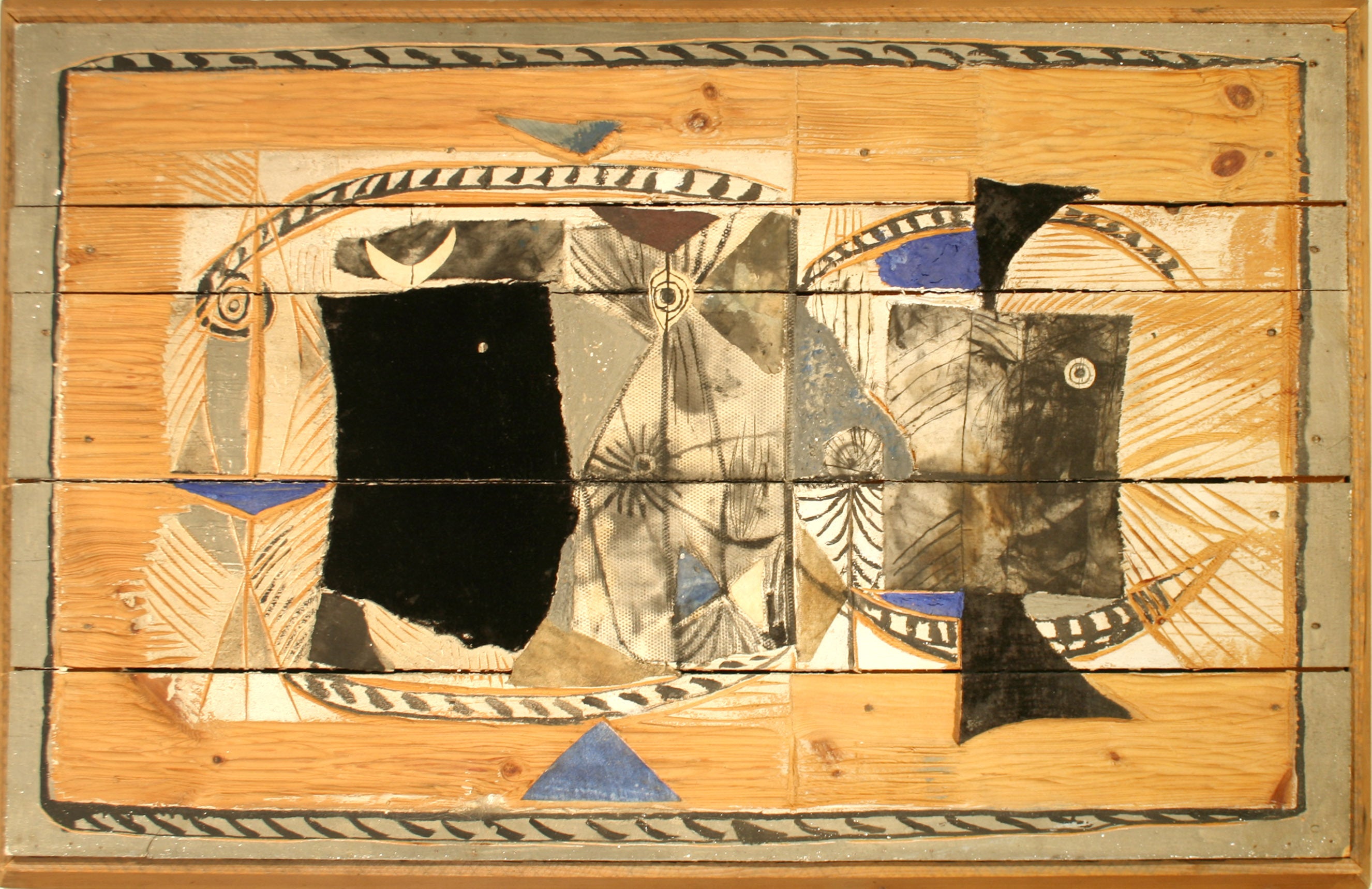 Paul Rene Gaugin Collage on Wood "Windwelhsel 342 III 62"