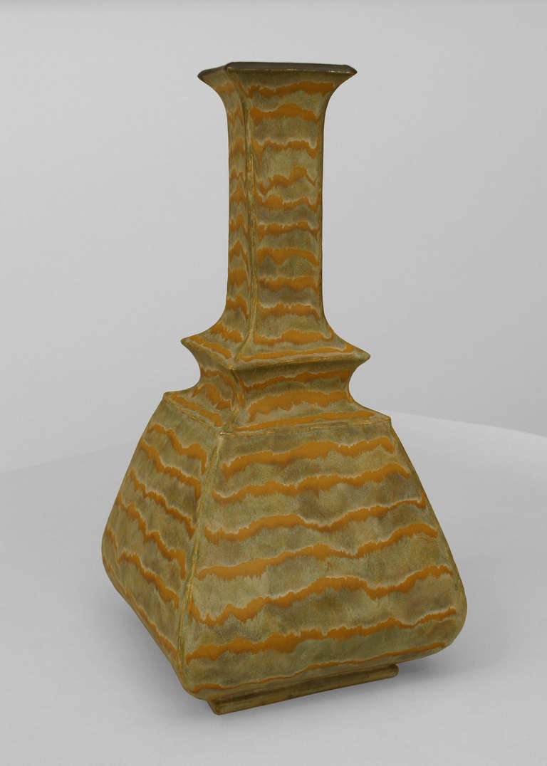 Contemporary Striped Ceramic Vase By Gary DiPasquale