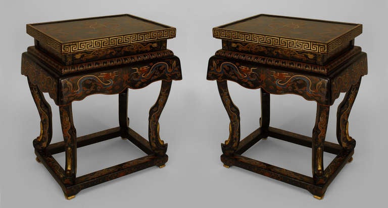 Pair Of 19th c. Chinese Lacquered Palace Tables In Excellent Condition In New York, NY
