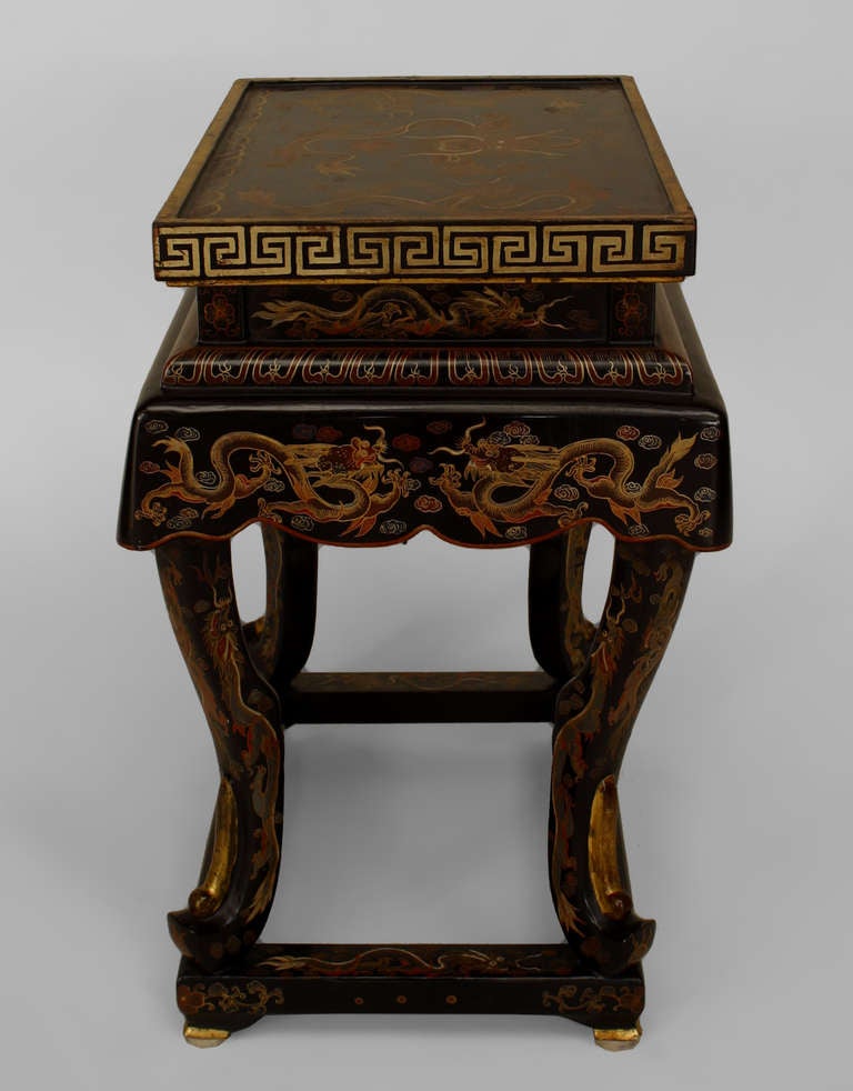 Wood Pair Of 19th c. Chinese Lacquered Palace Tables