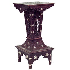 Antique Moorish Walnut & Pearl Pedestal