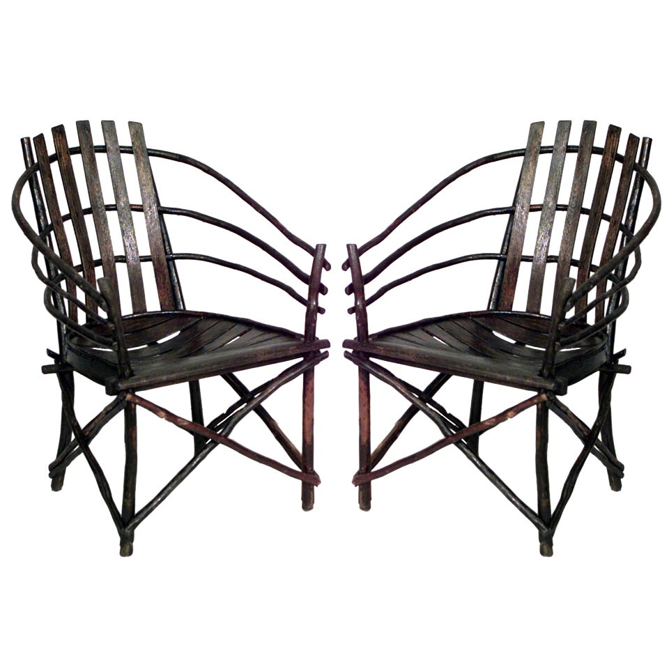 A Unique Pair of Steel Adirondack style chairs. at 1stdibs