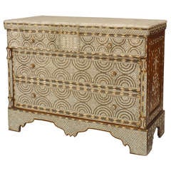 Syrian Marble Top and Mother of Pearl Chest of Drawers