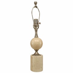 French Barbier Travertine Table Lamp