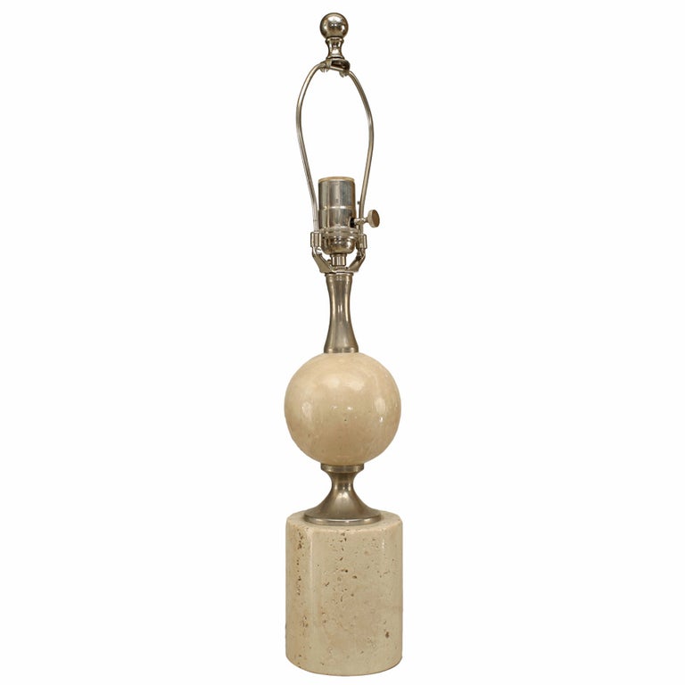 French Barbier Travertine Table Lamp For Sale at 1stDibs