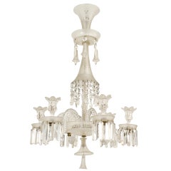 Vintage French Baccarat Greek Key Motif Crystal Chandelier