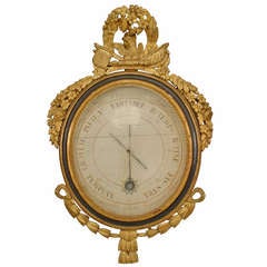18th c. French Louis XVI Gilt Carved Barometer 10