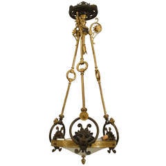 English Regency Bronze Chandelier with Lion and Greek Key Accents 9