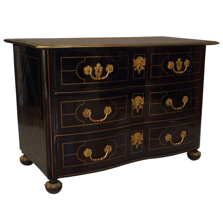 Louis XVI Ebonized Commode With Brass And Bronze Accents For Sale at