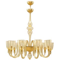 1950's Gold-Dusted Murano Glass Chandelier
