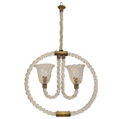 Barovier et Toso French Mid-Century Murano Glass Hoop Chandelier