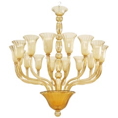 Lampadario italiano in vetro ambrato veneziano di Murano
