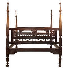 19th c. Anglo-Indian Chakra Motif Rosewood Bed