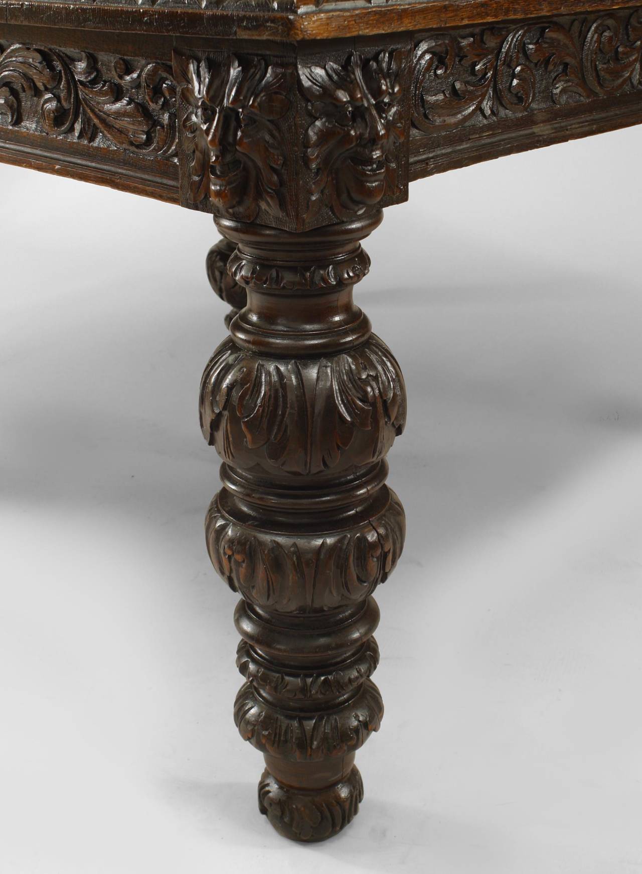 British English Victorian Renaissance Revival Oak Dining Table For Sale
