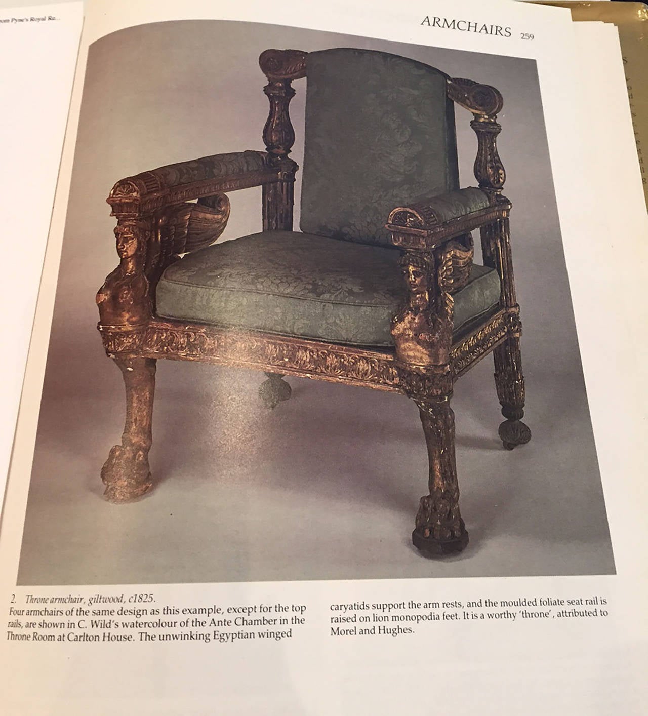 19th Century English Regency Gilt Carved Armchair by Morel & Hughes