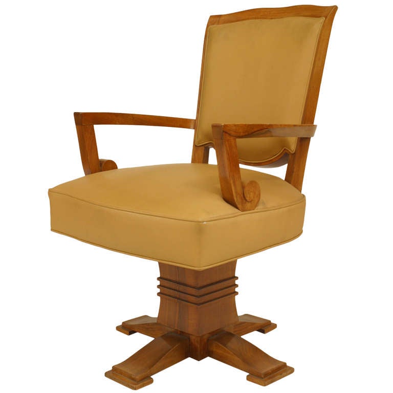 Art Deco Swivel Chair, By Jules Leleu For Sale at 1stdibs