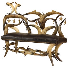 Antique Rustic American Victorian Horn Chaise