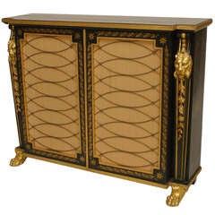 Dark Green Painted And Gilt Wood English Regency Commode