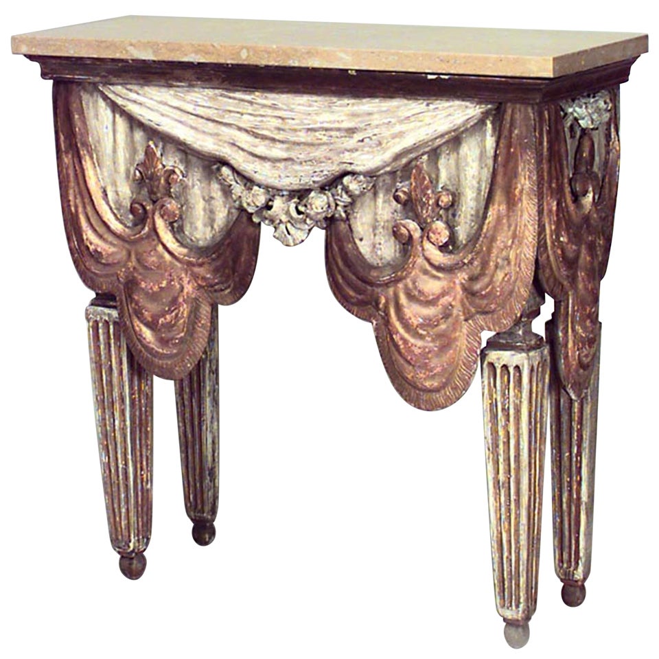 Table console italienne de style vénitien peinte et dorée