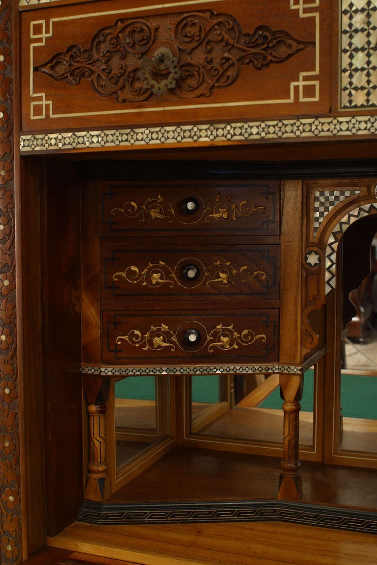 Exquisitely Detailed Inlaid Egyptian Fin de Siècle Secretary 2