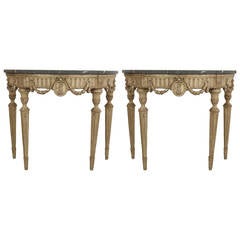 Pair of 18th Century Italian Neoclassical Silver Gilt Demilune Consoles 11