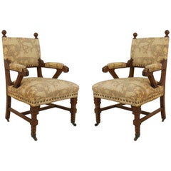 Antique Pair of Arts & Crafts Mahogany Armchairs