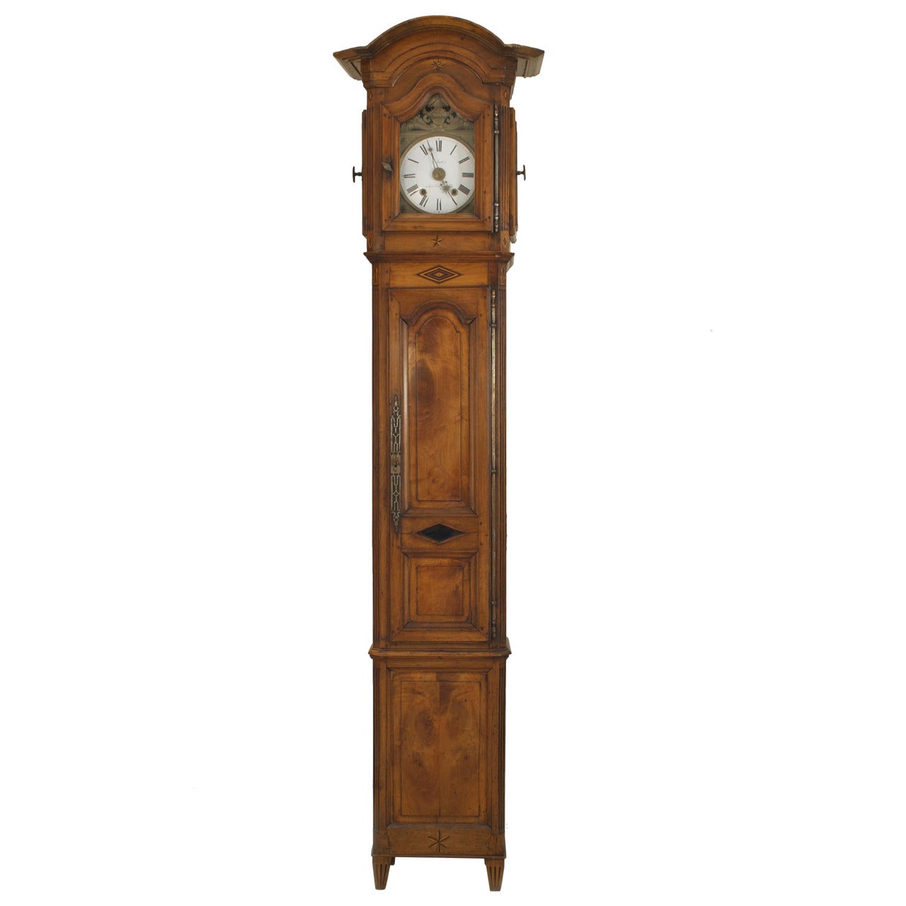 French Provincial Walnut Grandfather Clock For Sale