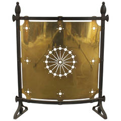 English Arts and Crafts Movement Pierced Brass Fire Screen