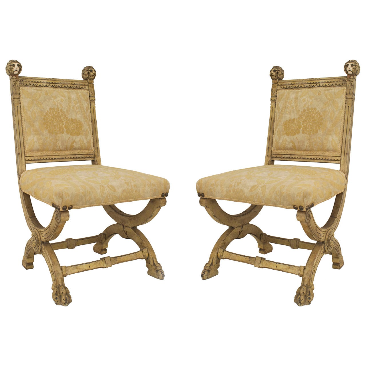 Pair of English Victorian Painted Side Chairs