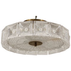 Mid-20th Century Swedish Orrefors Textured Glass Chandelier