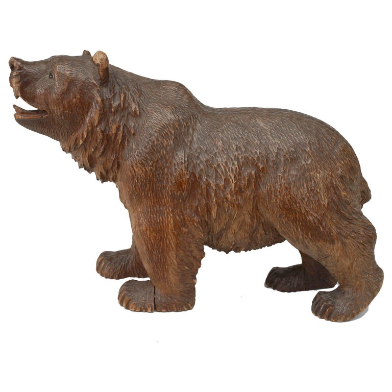 Black Forest Carved Walnut Bear For Sale at 1stDibs