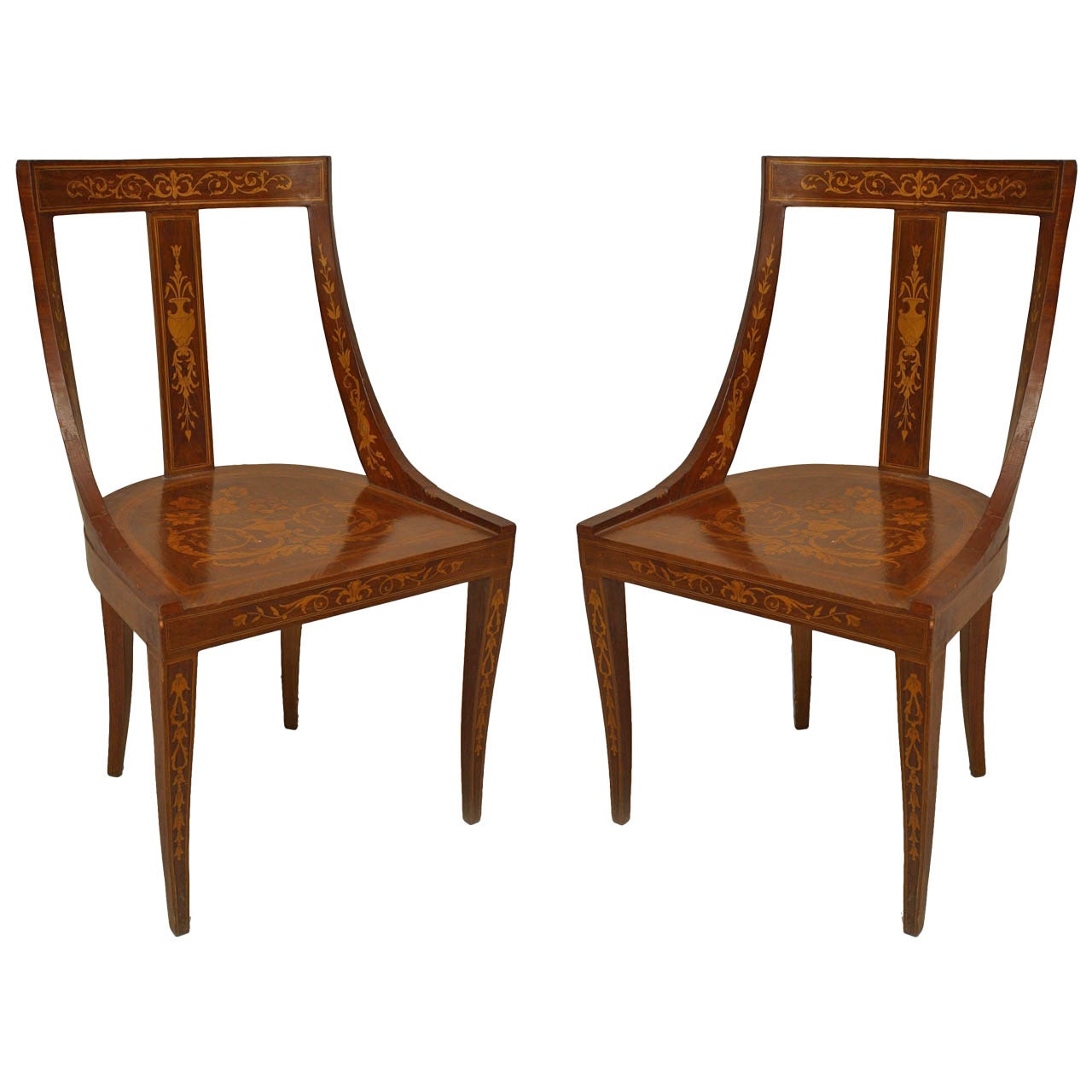 Pair of English Edwardian Mahogany Side Chairs