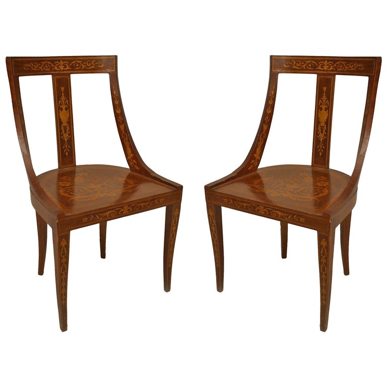 Pair of English Edwardian Mahogany Side Chairs For Sale at 1stDibs