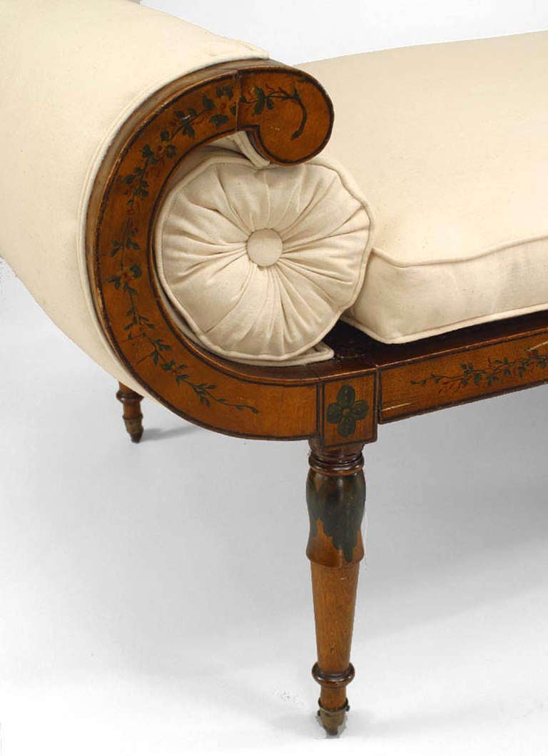 19th Century English Sheraton Satinwood Recamier