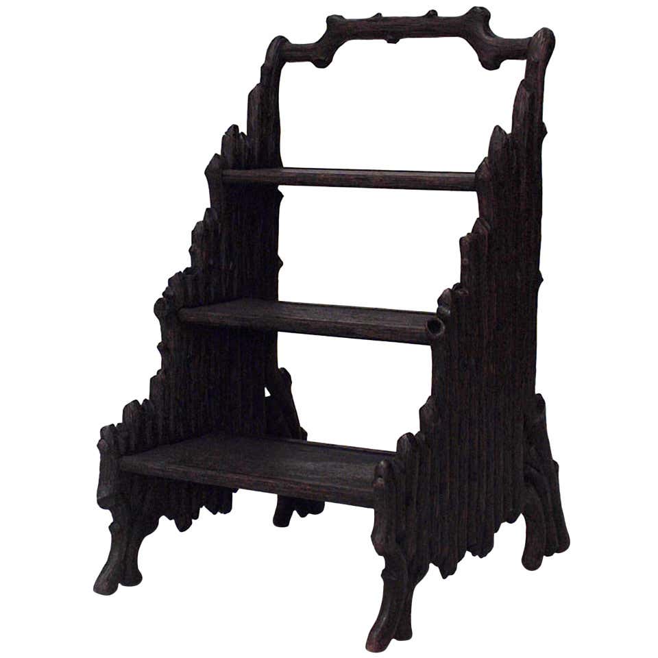 Black Forest Walnut Library Ladder For Sale at 1stDibs