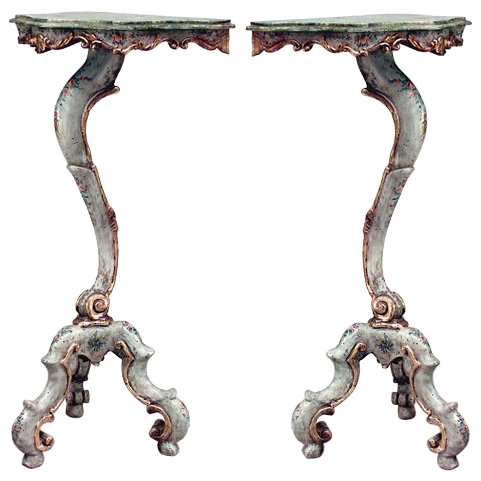 Pair of Italian Venetian Floral Pedestals