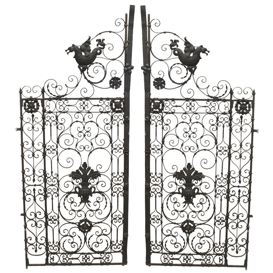 Pair of 19th Century Renaissance Style Iron Gates