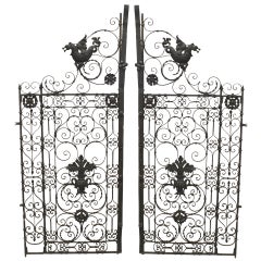 Retro Pair of 19th Century Renaissance Style Iron Gates