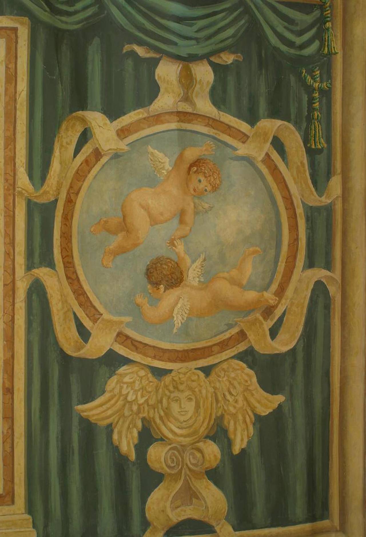 Italian Neo-Classic Mural of Cupids In Good Condition For Sale In New York, NY