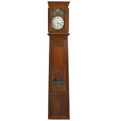 18th Century French Provincial Oak Grandfather Clock with an Enamel Griffin Face 5