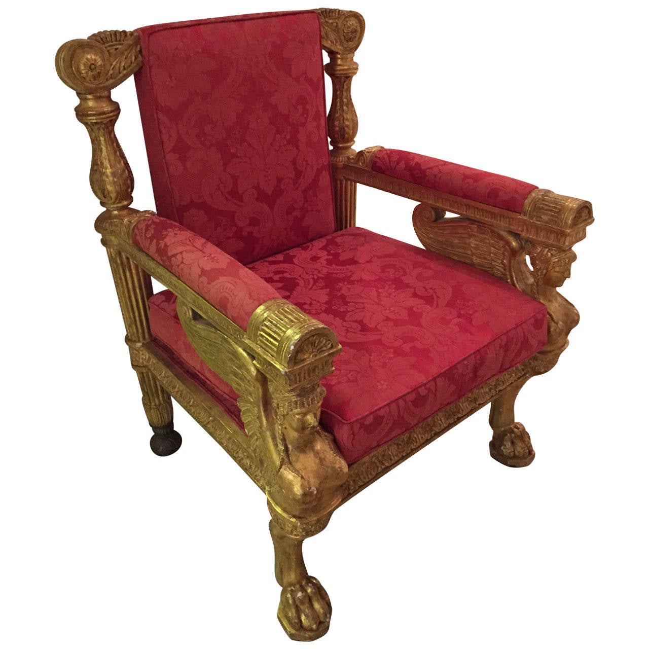 English Regency Gilt Carved Armchair by Morel and Hughes For Sale at 1stdibs