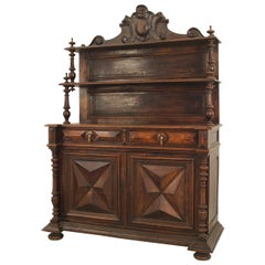 Used English Renaissance Walnut Hutch Cabinet