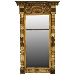 American Empire Gilt and Ebonized Wood Pier / Wall Mirror