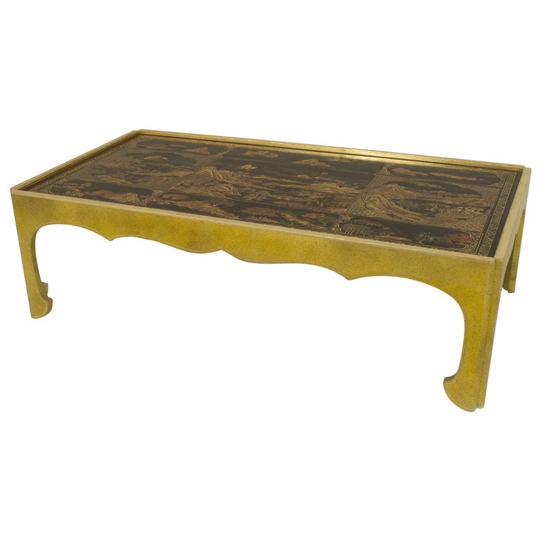 Custom Lacquered Chinoiserie Giltwood Coffee Table For Sale