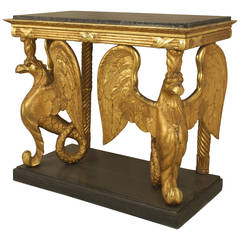 Swedish Empire Console with Gilt Griffins Beneath a Marble Top
