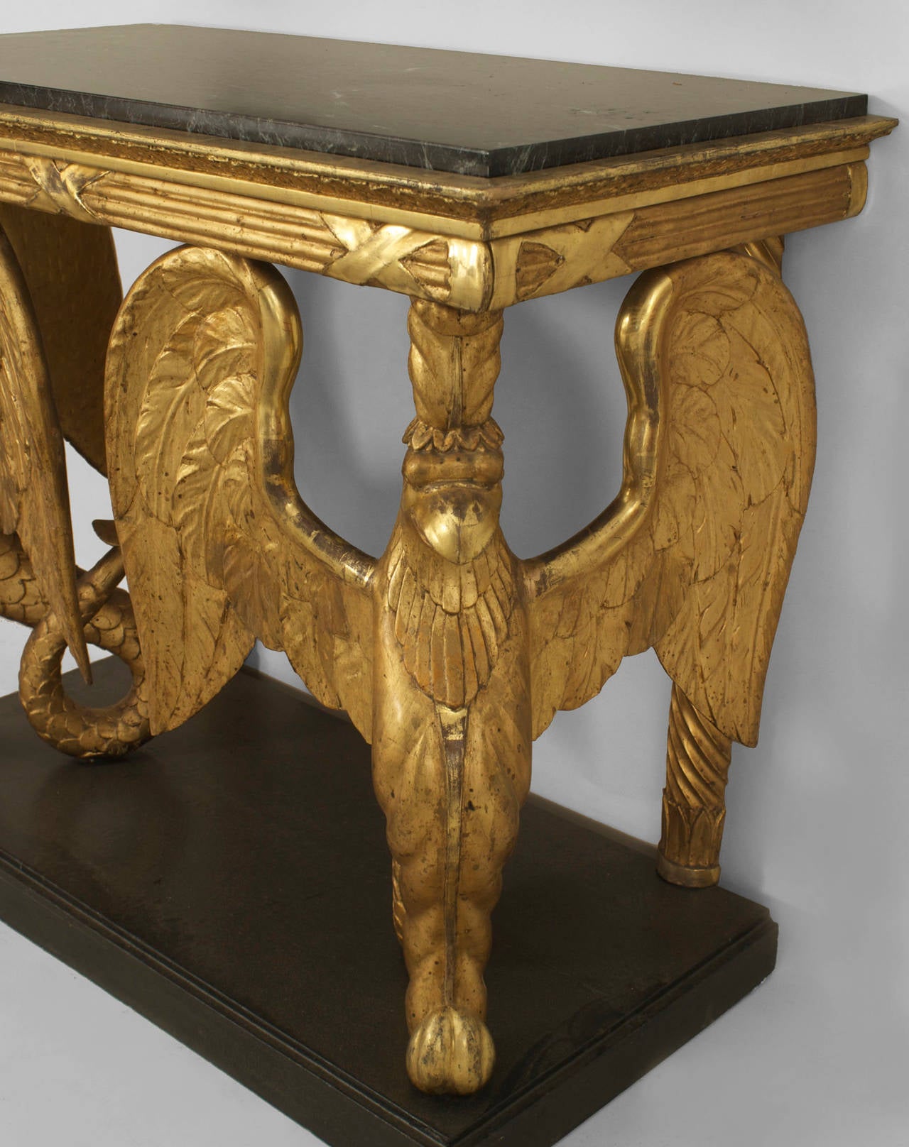 19th Century Swedish Empire Console with Gilt Griffins Beneath a Marble Top