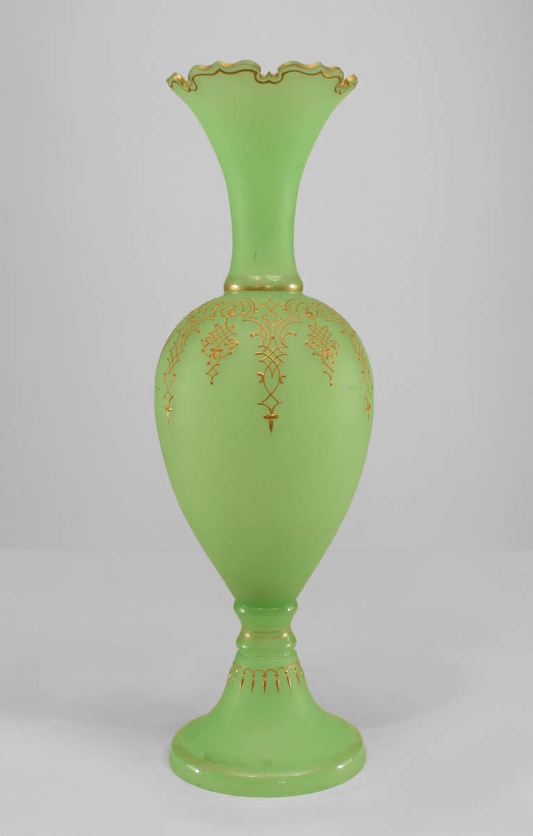 Napoleon III Elegant Pair of 19th c. French Opaline Vases For Sale