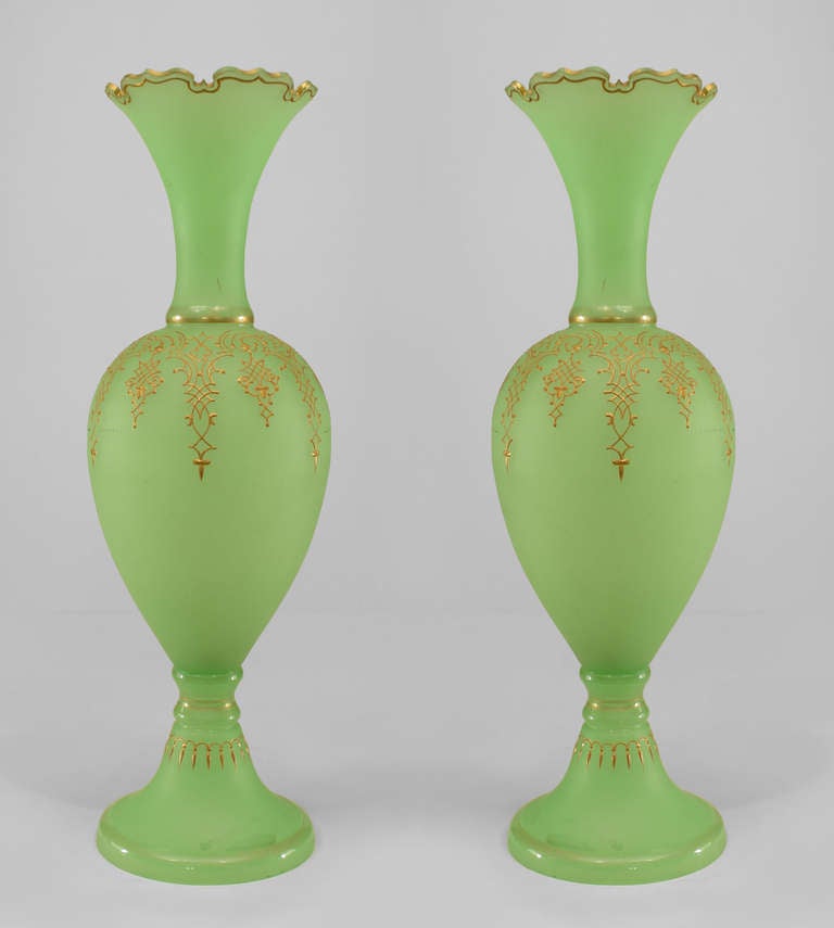 Elegant Pair of 19th c. French Opaline Vases